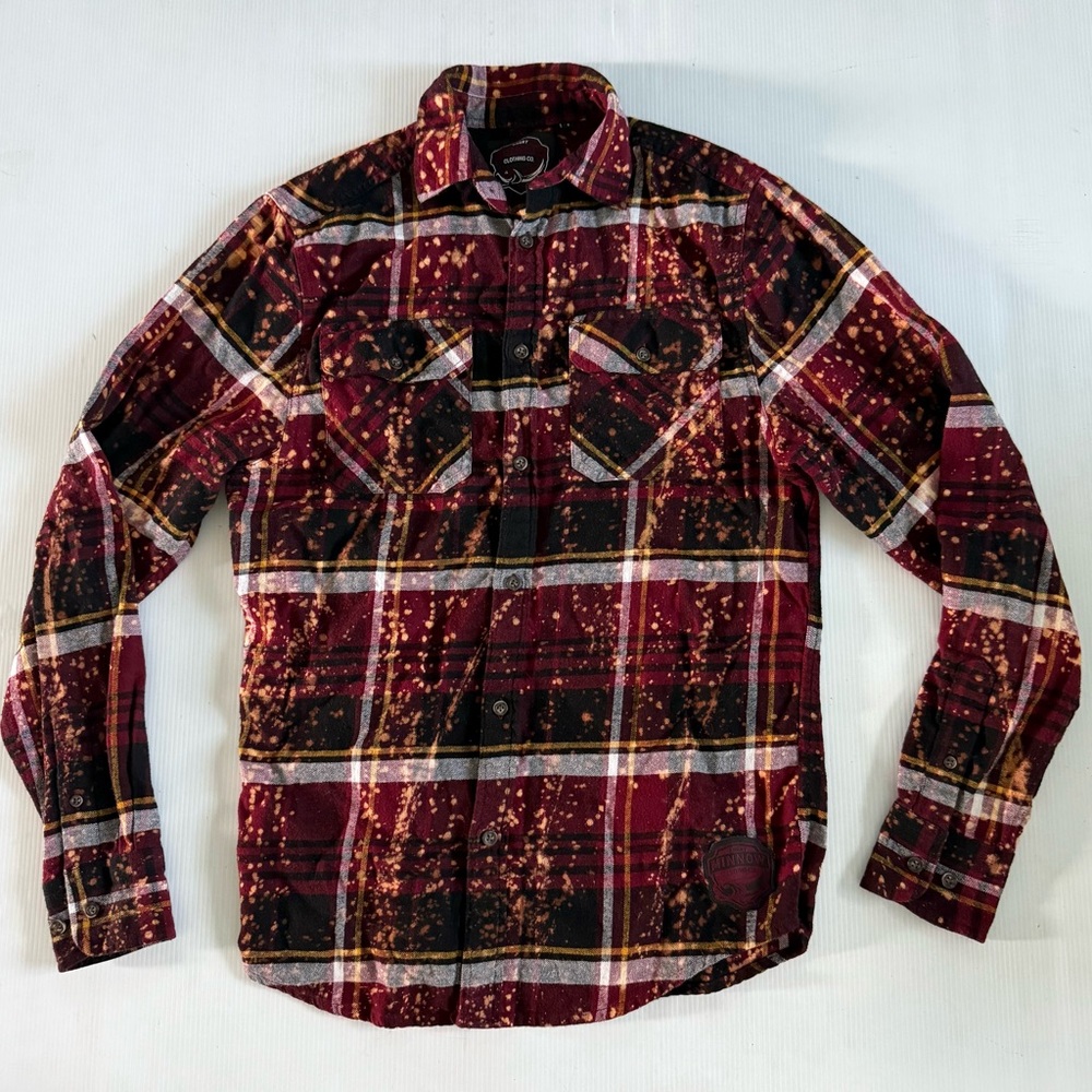Angry Minnow Oh For Fox Sake Flannel Shirt Mens Small  Red Splatter - Picture 2 of 9